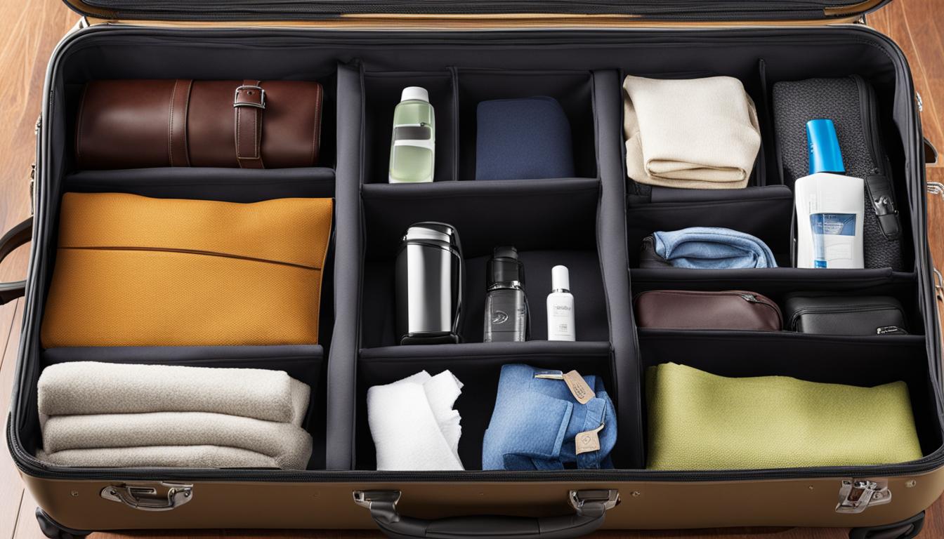 organizing compartments in cruise luggage